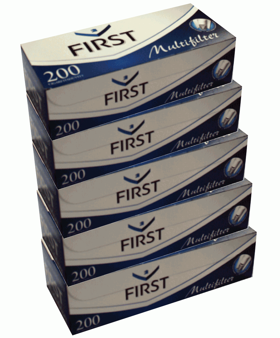 Set Tuburi tigari pentru injectat tutun FIRST, 5 cutii x 200 buc , multifiltru carbon alb, 1000 buc
